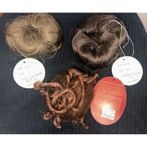 3 Vintage Doll Wigs In Various Styles And Colors Sizes 8, 10 & 14